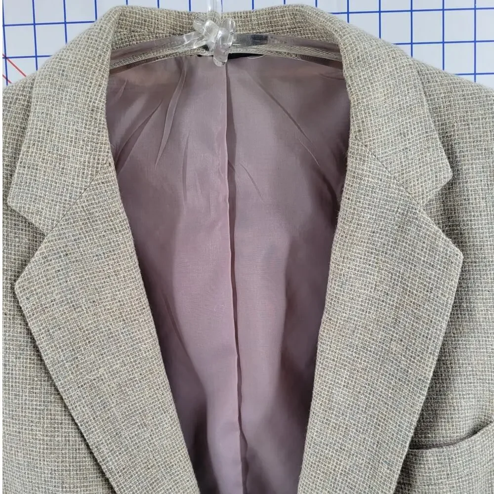 Beige Tweed Linen Blend Men’s Blazer Barrage Classic Double Vent Tailoring‎